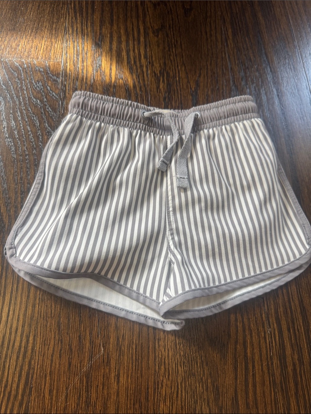 Rylee + Cru Striped Gray and White swim trunks bathing suit 12-18m